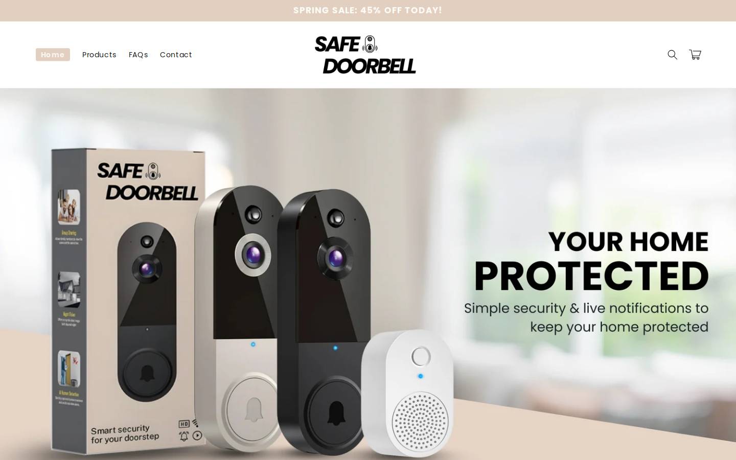 Safedoorbells homepage screenshot