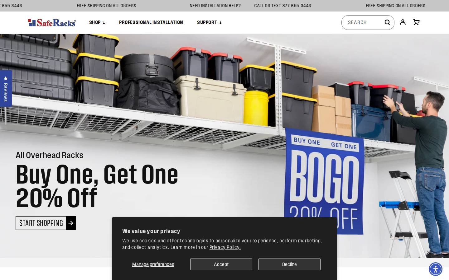 saferacks.com homepage screenshot