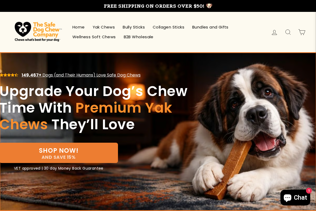 The Safe Dog Chew Company homepage screenshot