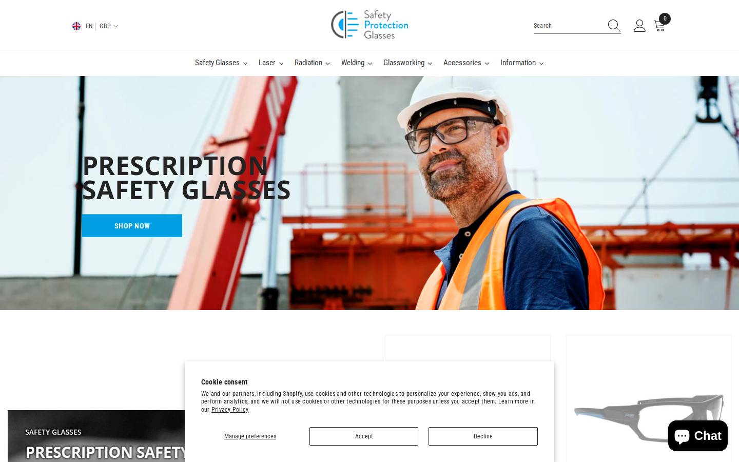 Safetyprotectionglasses homepage screenshot