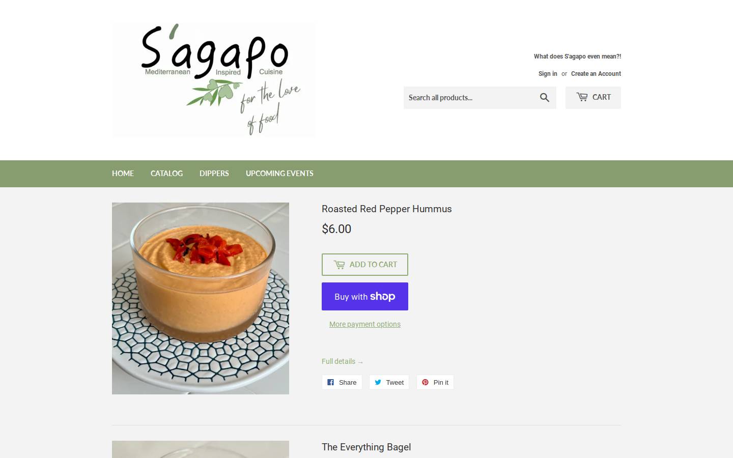 sagapofood.com homepage screenshot