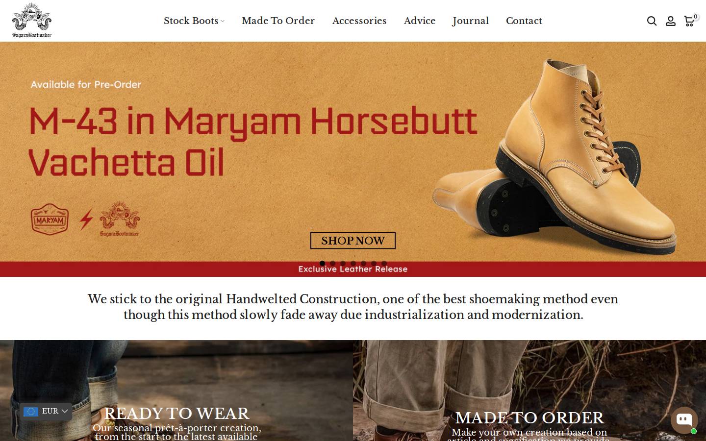 sagarabootmaker.com homepage screenshot