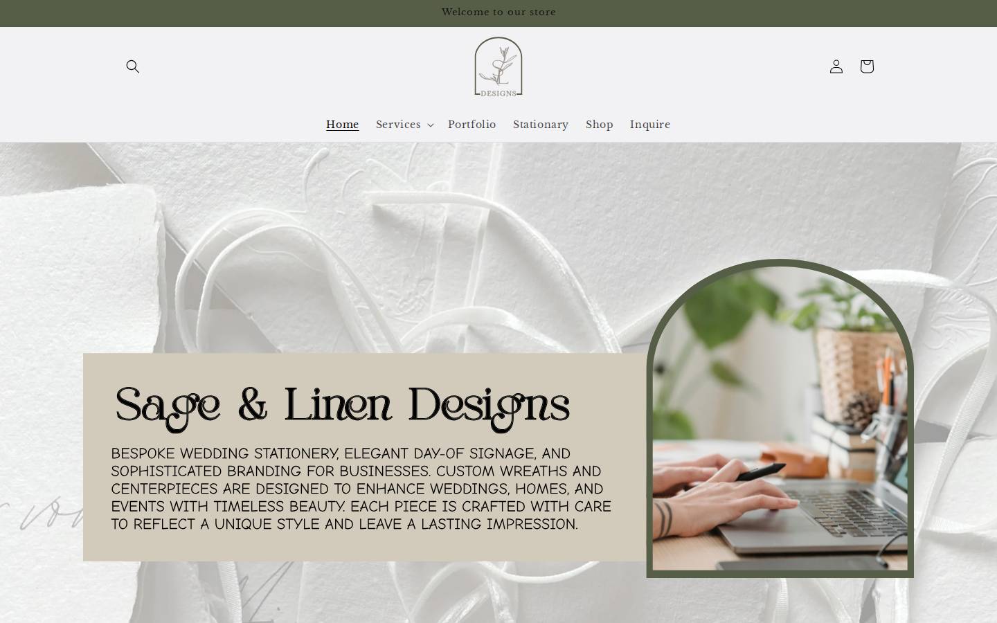 sageandlinendesigns.com homepage screenshot