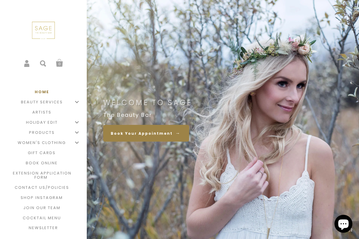Sage The Beauty Bar homepage screenshot