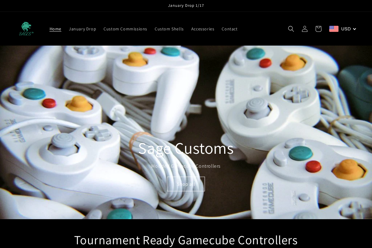 Sage Customs homepage screenshot