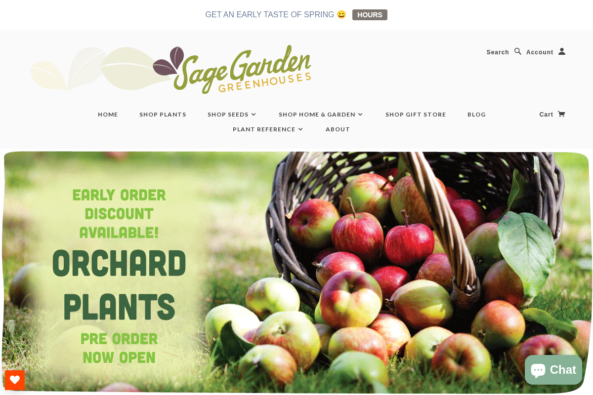 Sage Garden Greenhouses homepage screenshot
