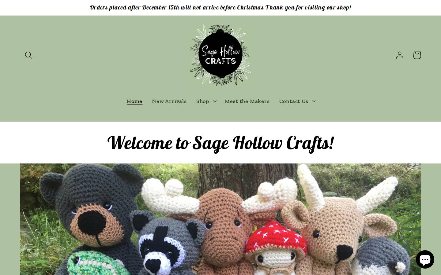 sagehollowcrafts.com homepage screenshot