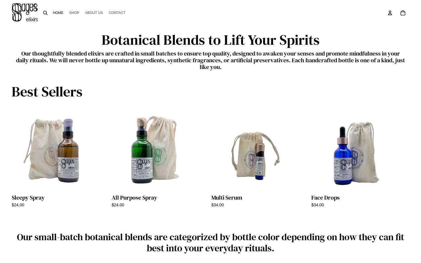 sageselixirs.com homepage screenshot