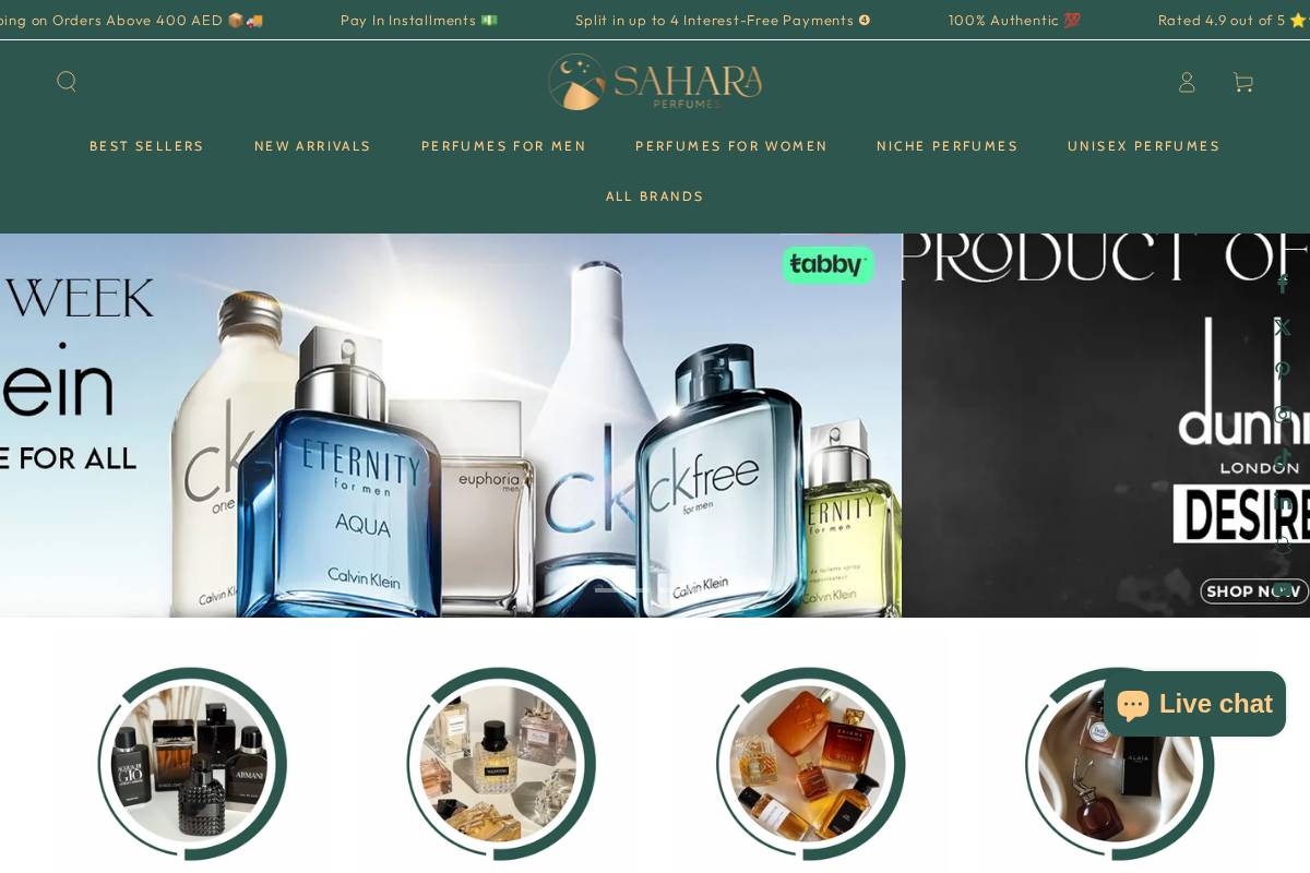 Saharaperfumes homepage screenshot