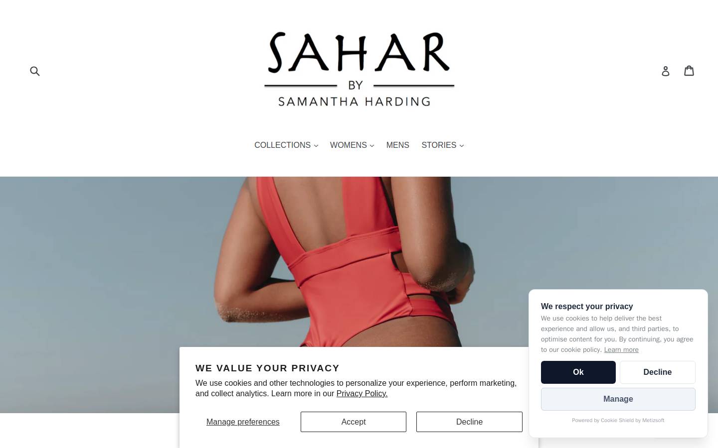 saharbysamanthaharding.com homepage screenshot