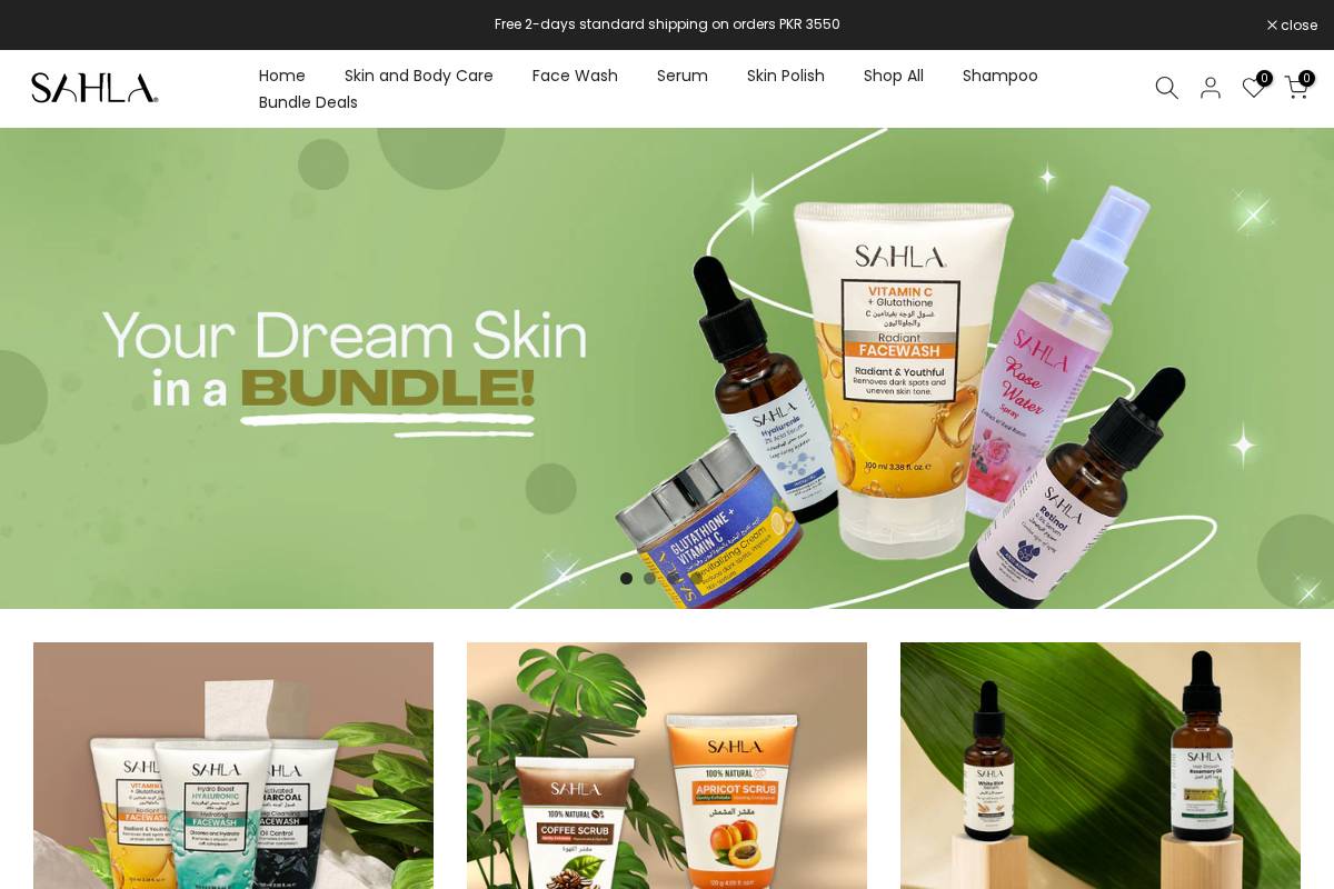 sahlacosmetics.com homepage screenshot