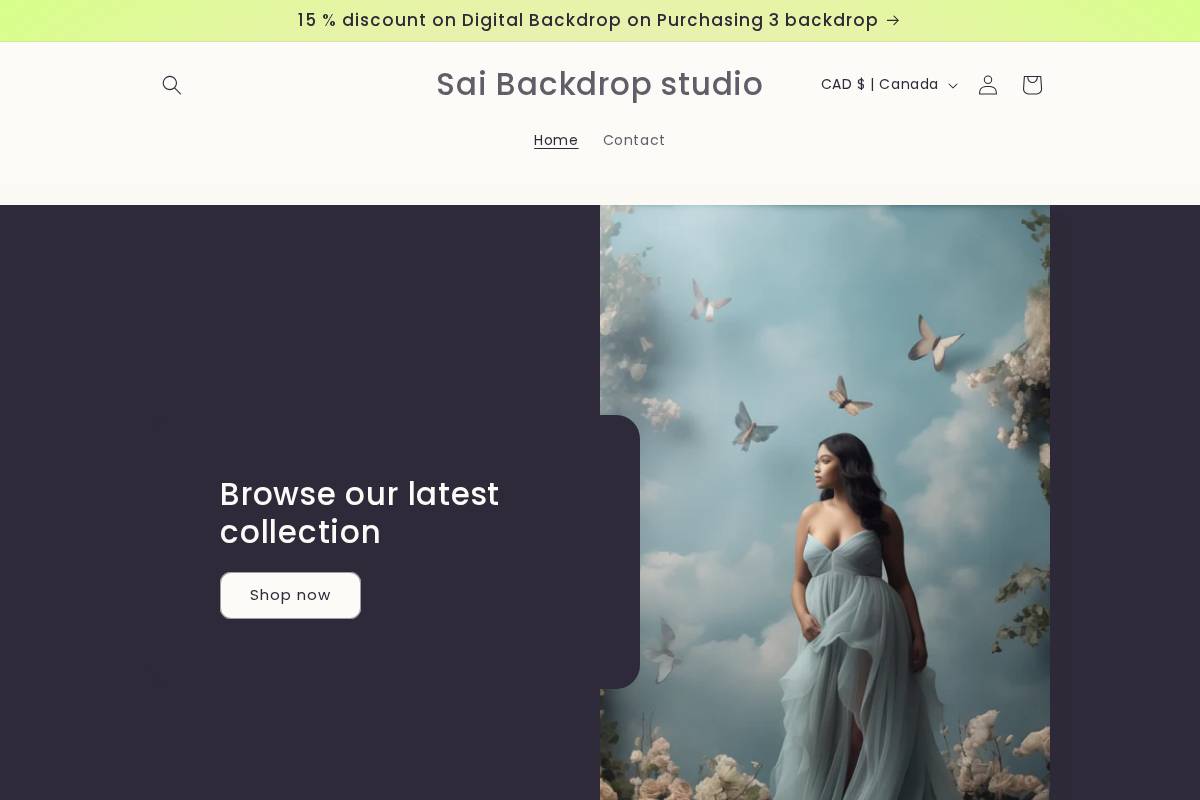 saibackdropstudio.com homepage screenshot