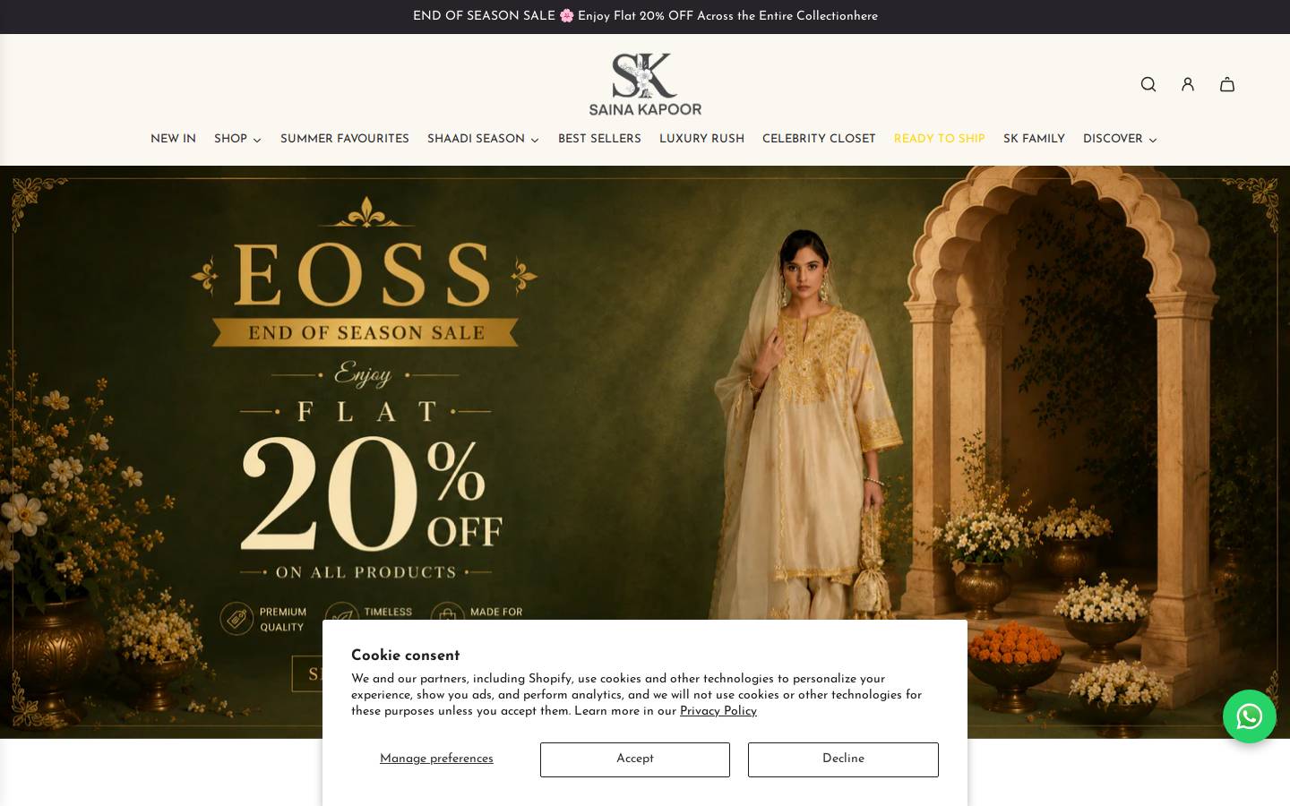 sainakapoor.com homepage screenshot