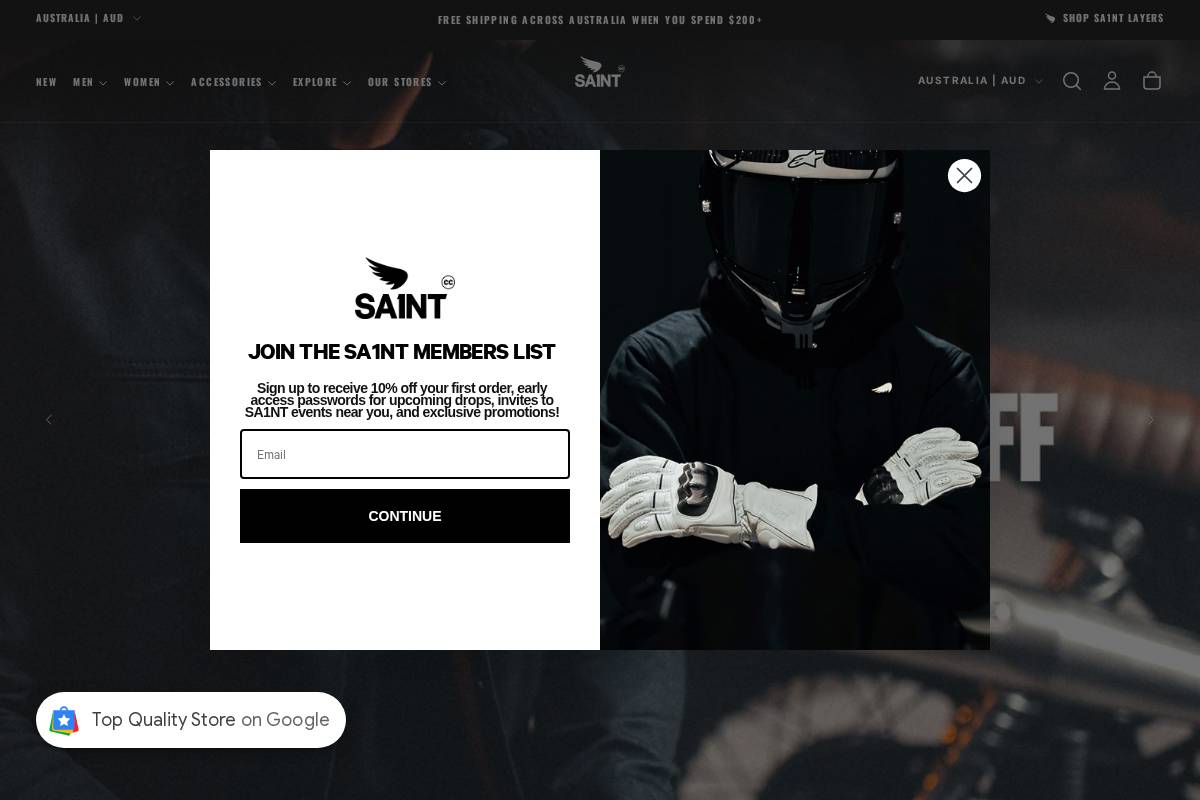 SA1NT homepage screenshot