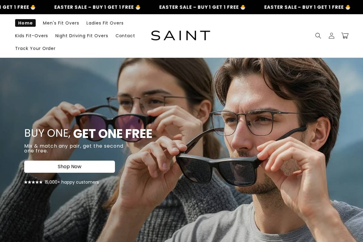 SAINT Eyewear homepage screenshot