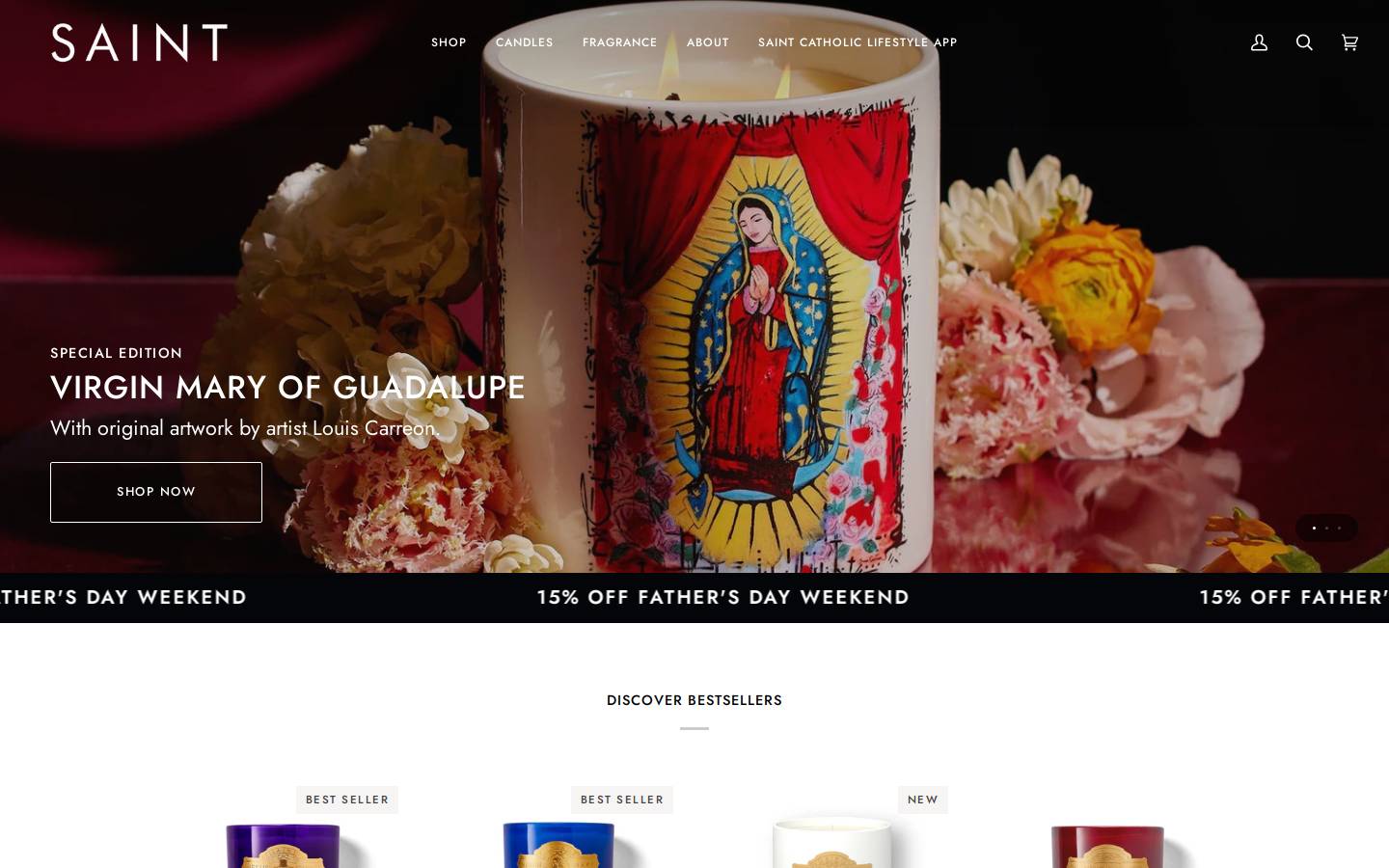 saintcandles.com homepage screenshot