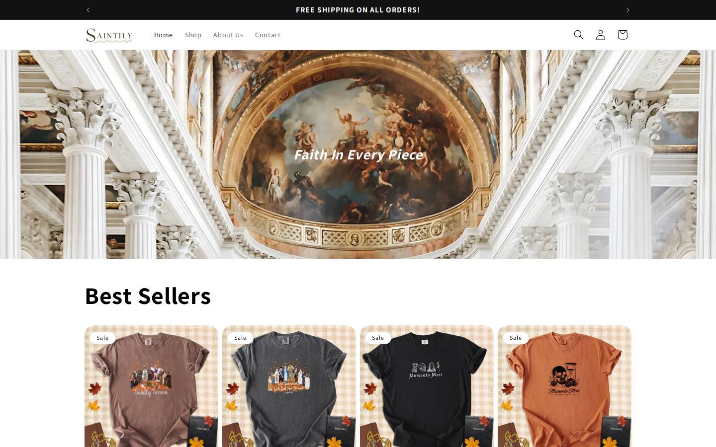 saintily.co homepage screenshot