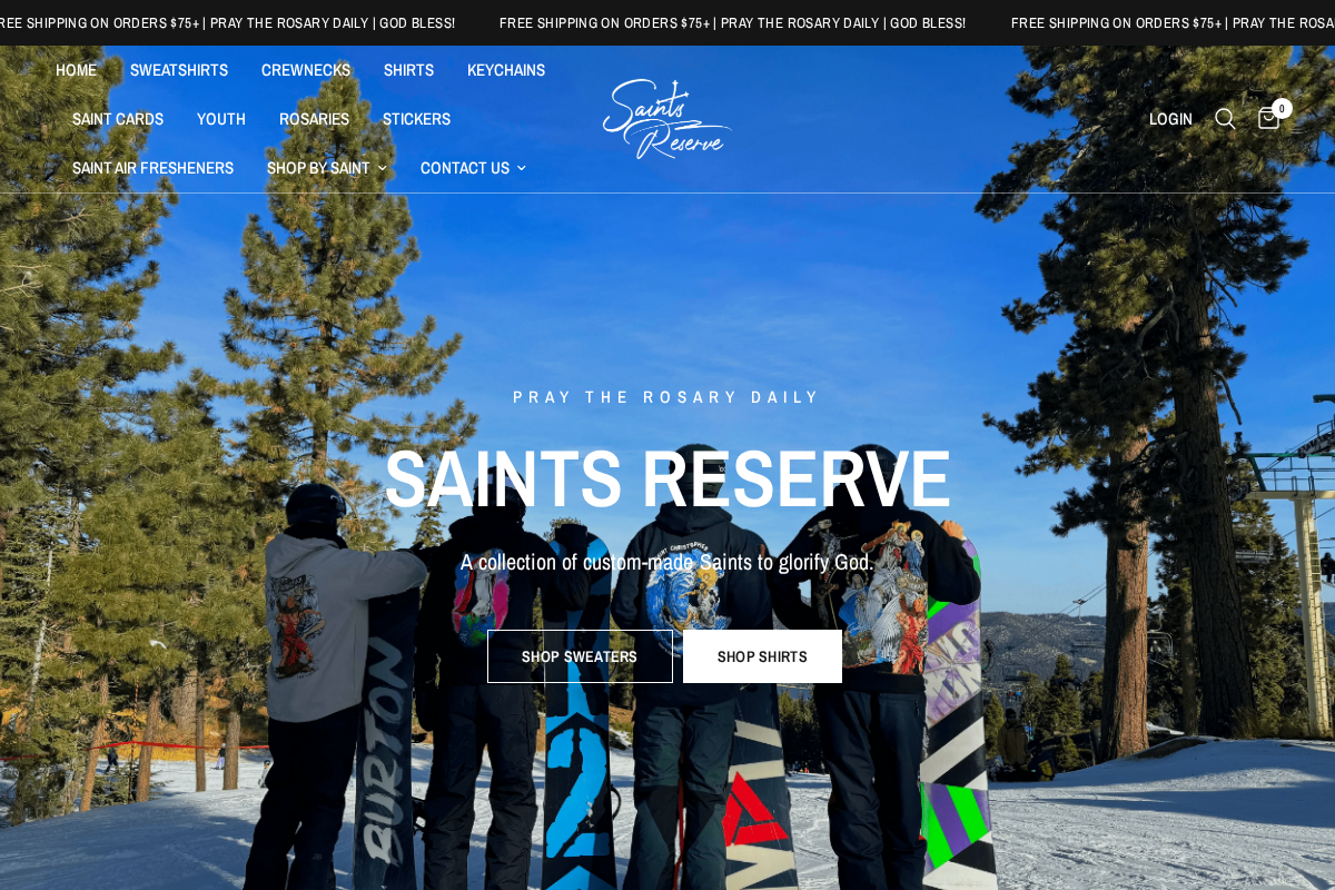 Saints Reserve homepage screenshot
