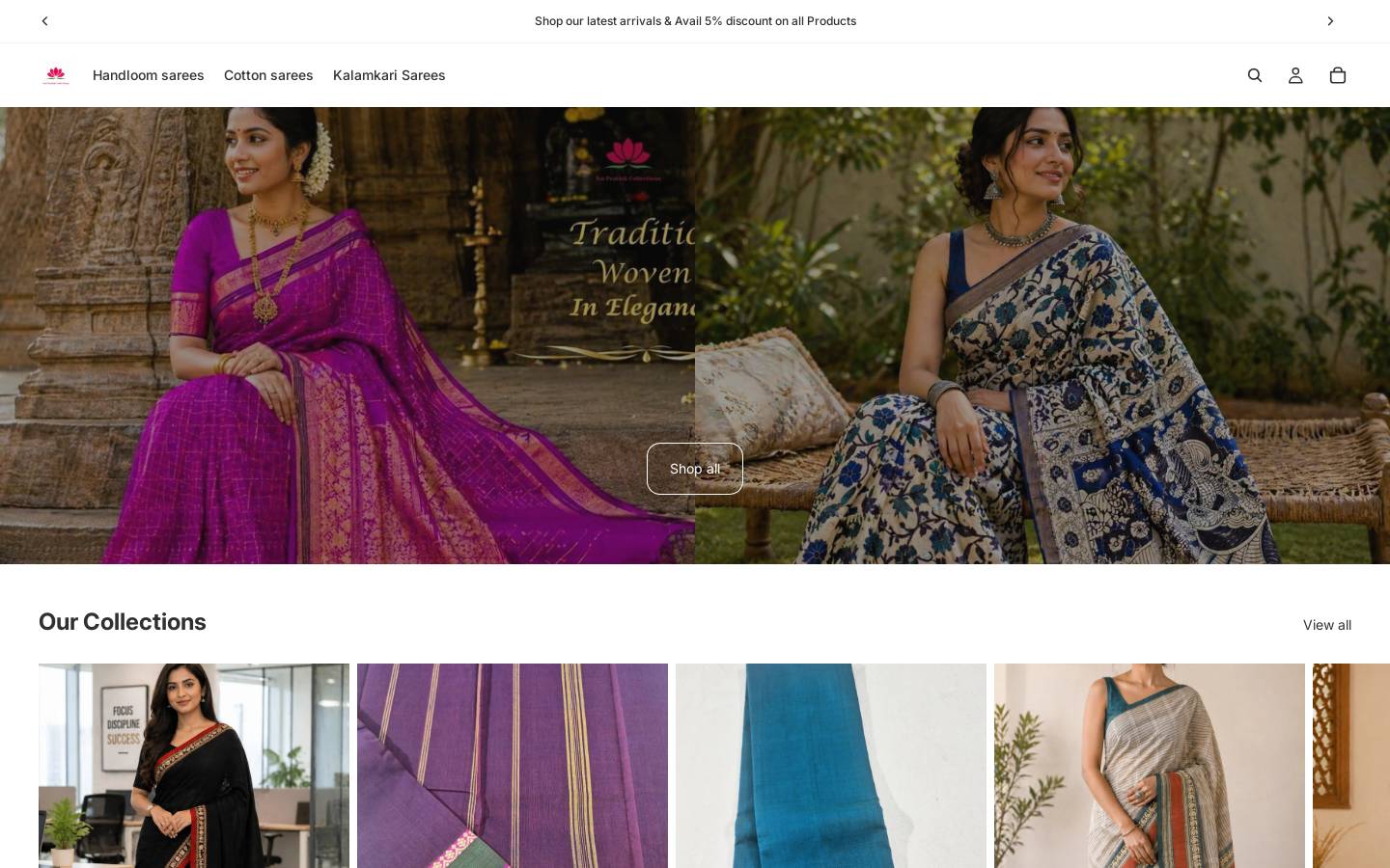 saiprathikcollections.com homepage screenshot