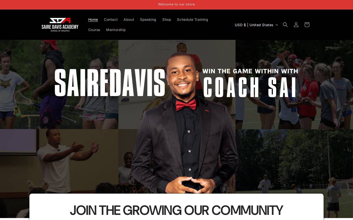 sairedavis.com homepage screenshot