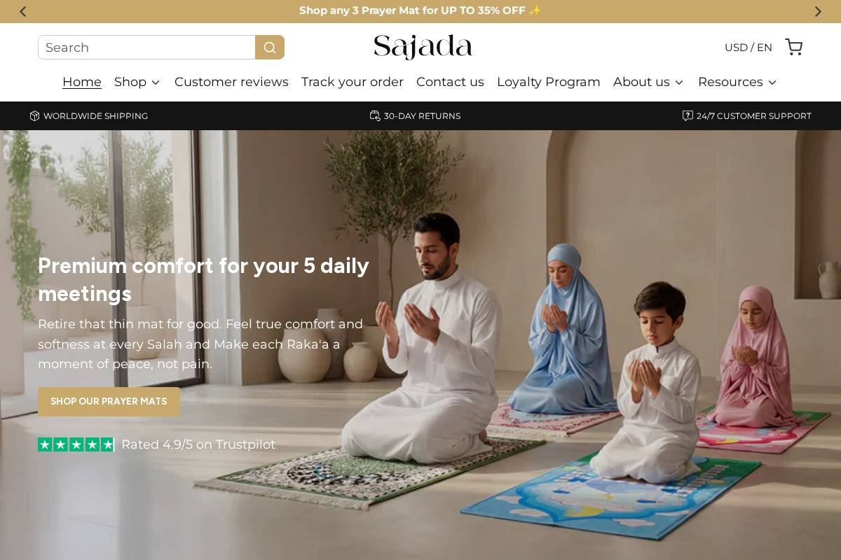 Sajada homepage screenshot