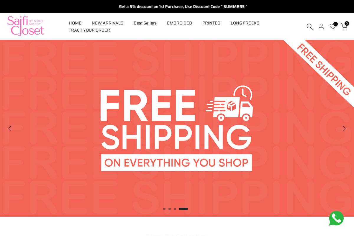 sajficloset.com homepage screenshot