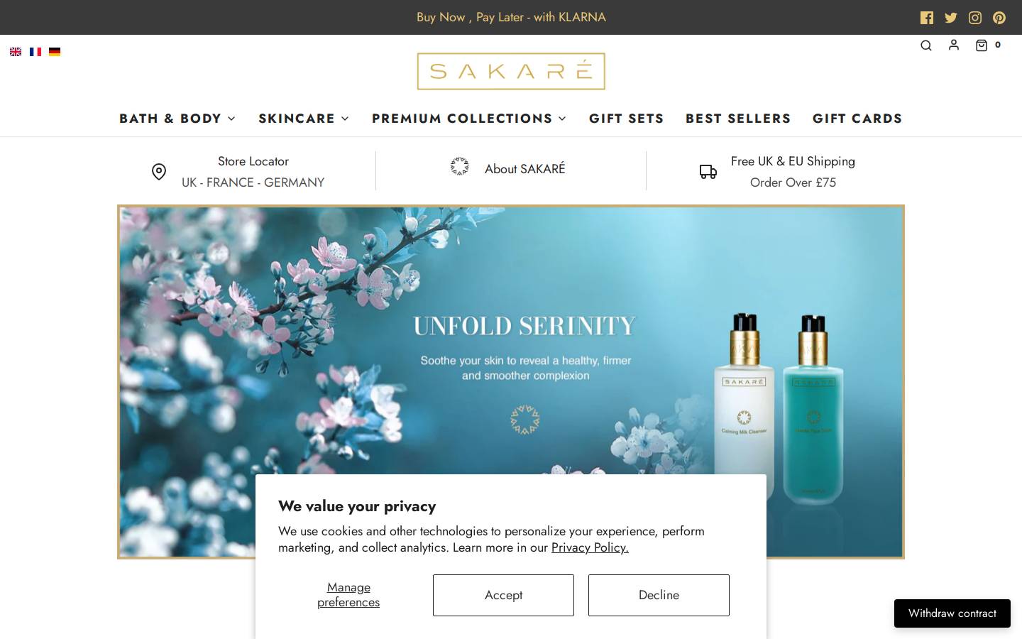 Sakaré homepage screenshot