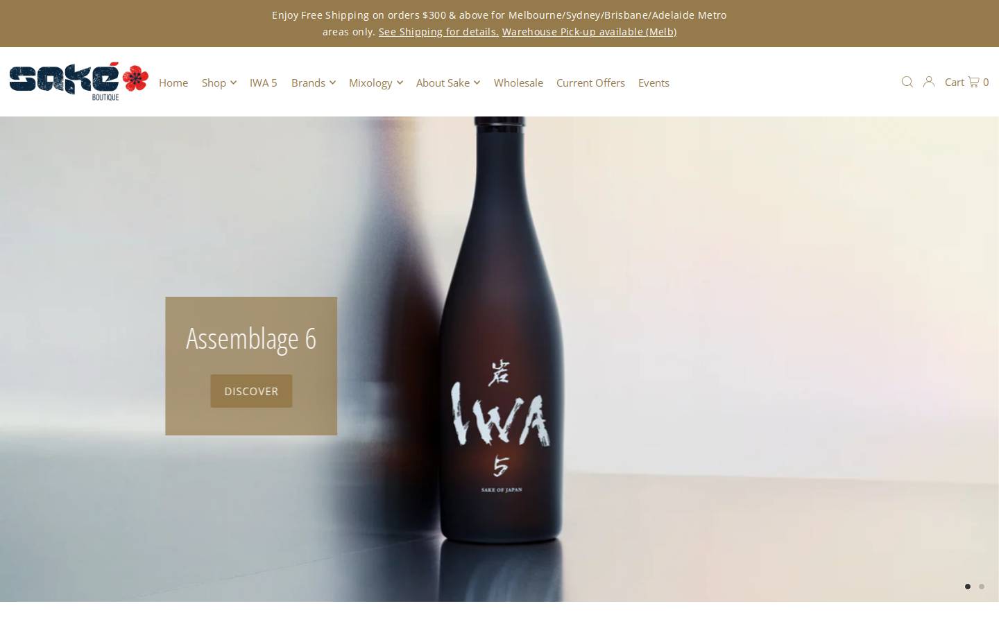 sakeboutique.com.au homepage screenshot