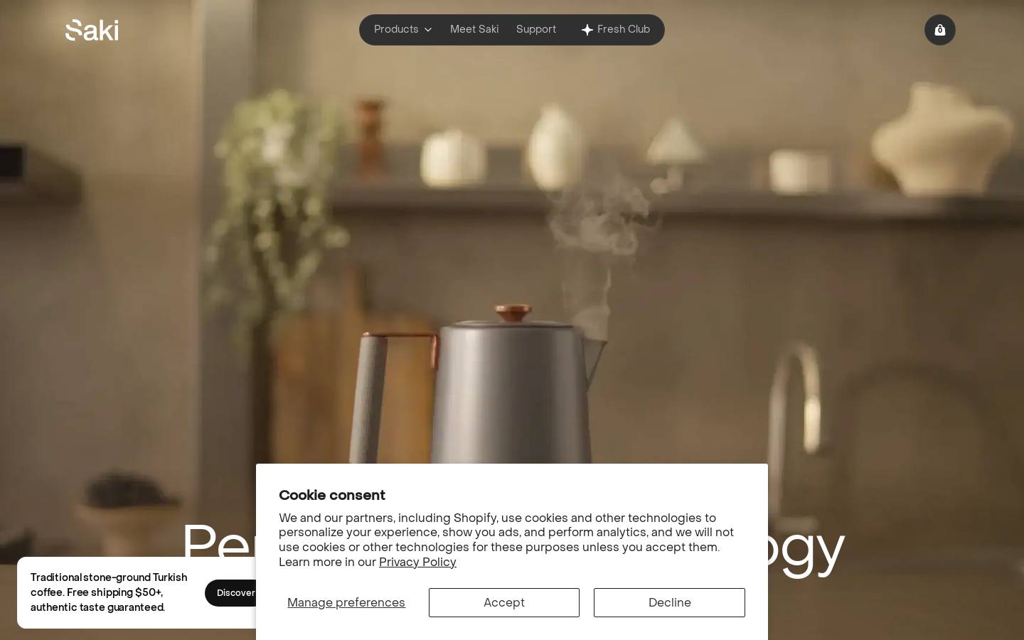 Saki Kitchen homepage screenshot