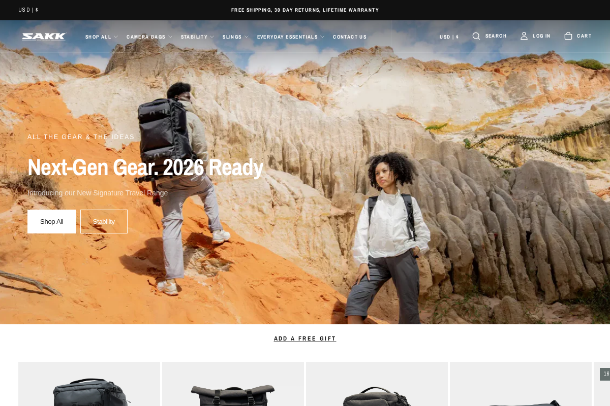 Sakk Gear homepage screenshot