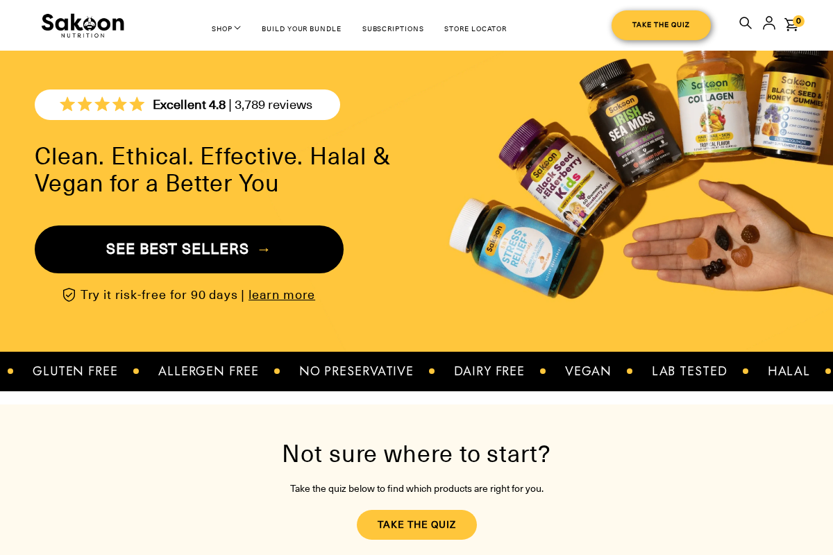 sakoonnutrition.com homepage screenshot