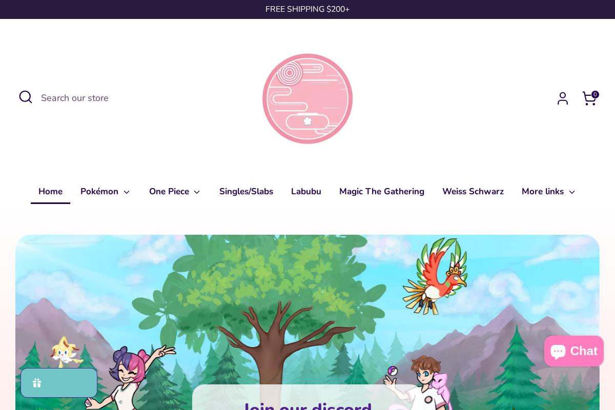 Sakuras Card Shop homepage screenshot