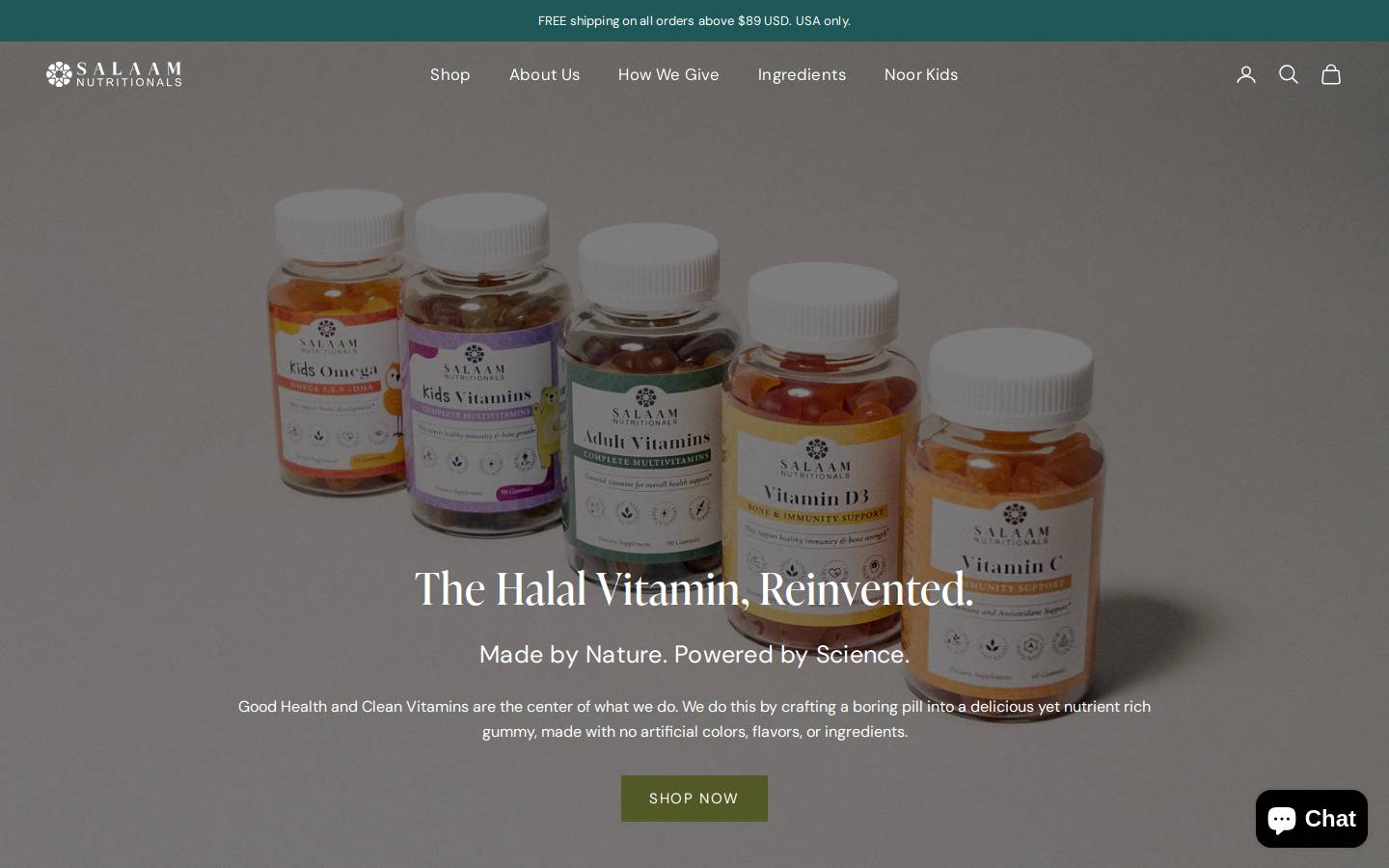 salaamnutritionals.com homepage screenshot