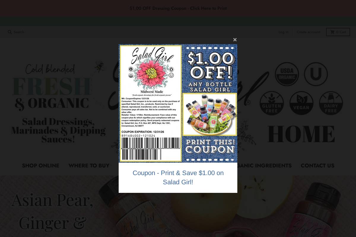 saladgirl.com homepage screenshot