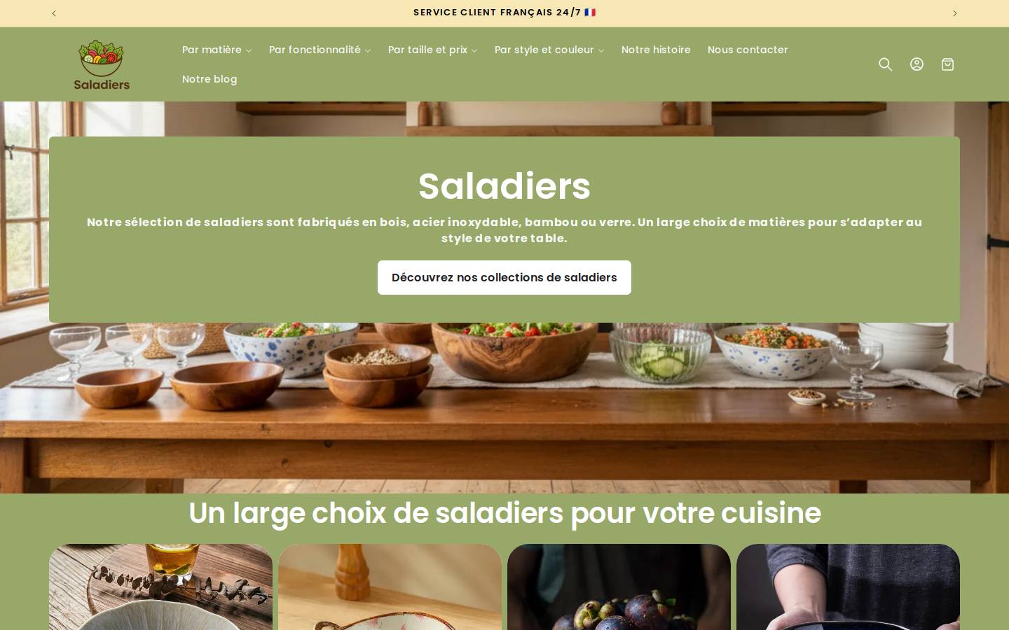 saladiers.com homepage screenshot