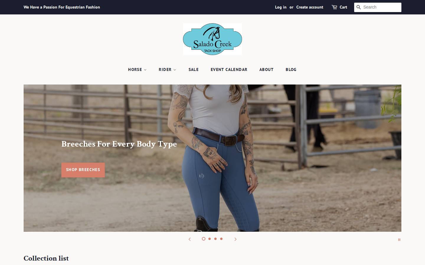 saladocreektackshop.com homepage screenshot