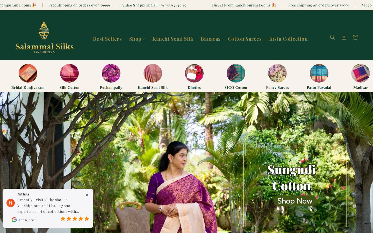 salammalsilks.com homepage screenshot