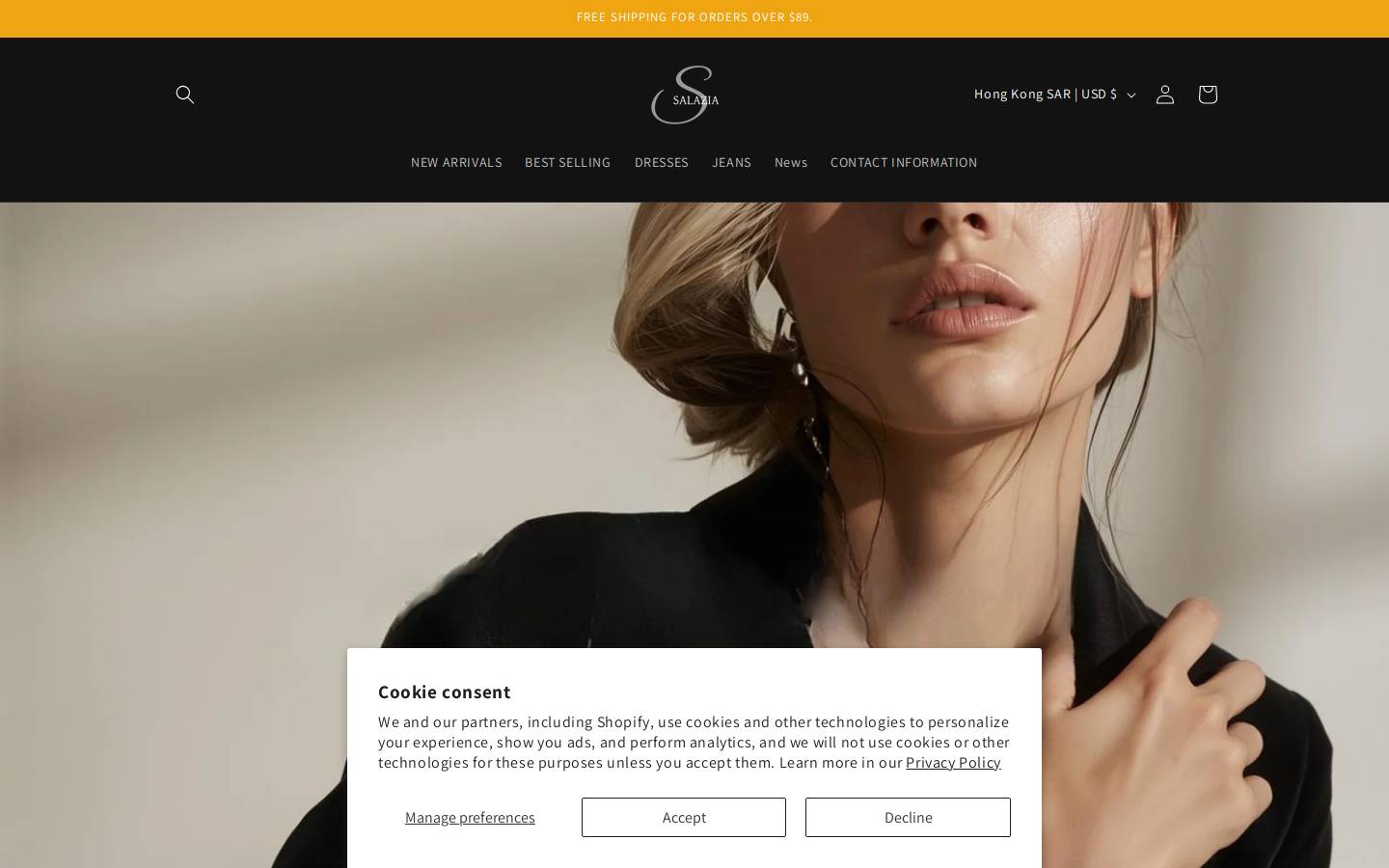 salaziacollection.com homepage screenshot