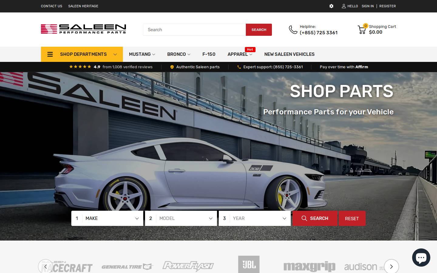 saleenperformance.com homepage screenshot