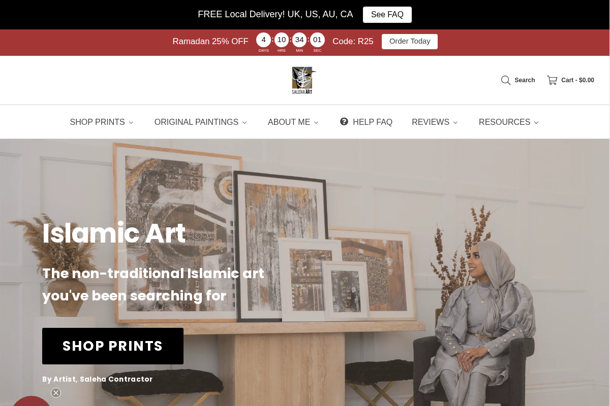 Saleha Art homepage screenshot