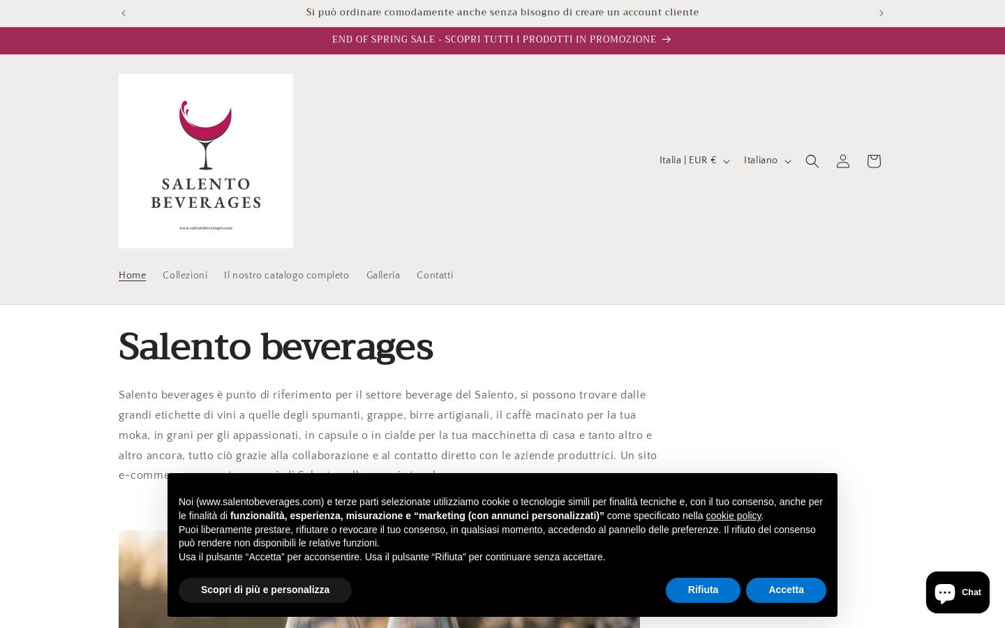 Salento beverages homepage screenshot