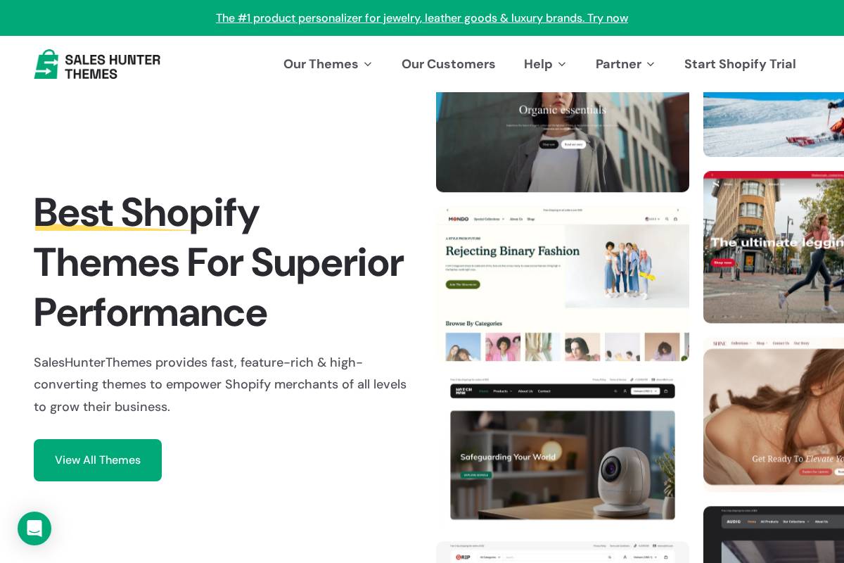 saleshunterthemes.com homepage screenshot