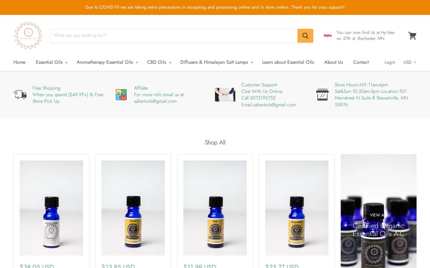 Salient Oils homepage screenshot