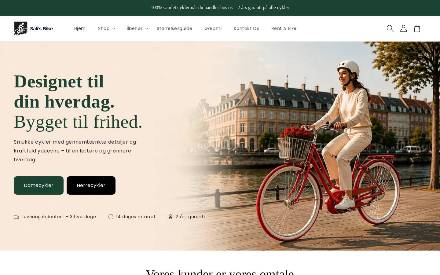 Sali’s Bike homepage screenshot