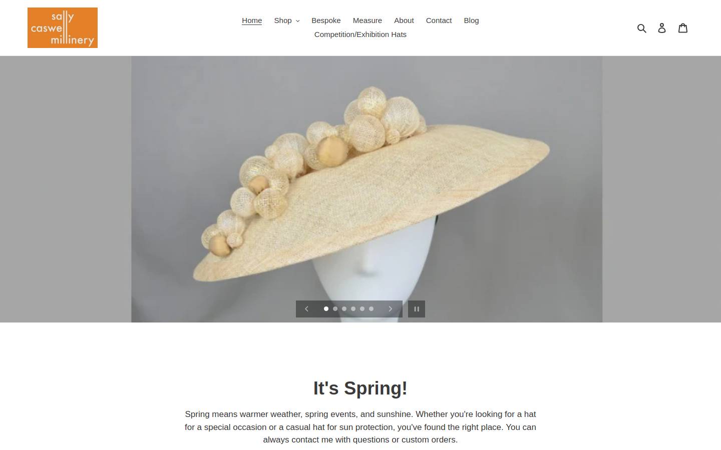 sallycaswellmillinery.com homepage screenshot
