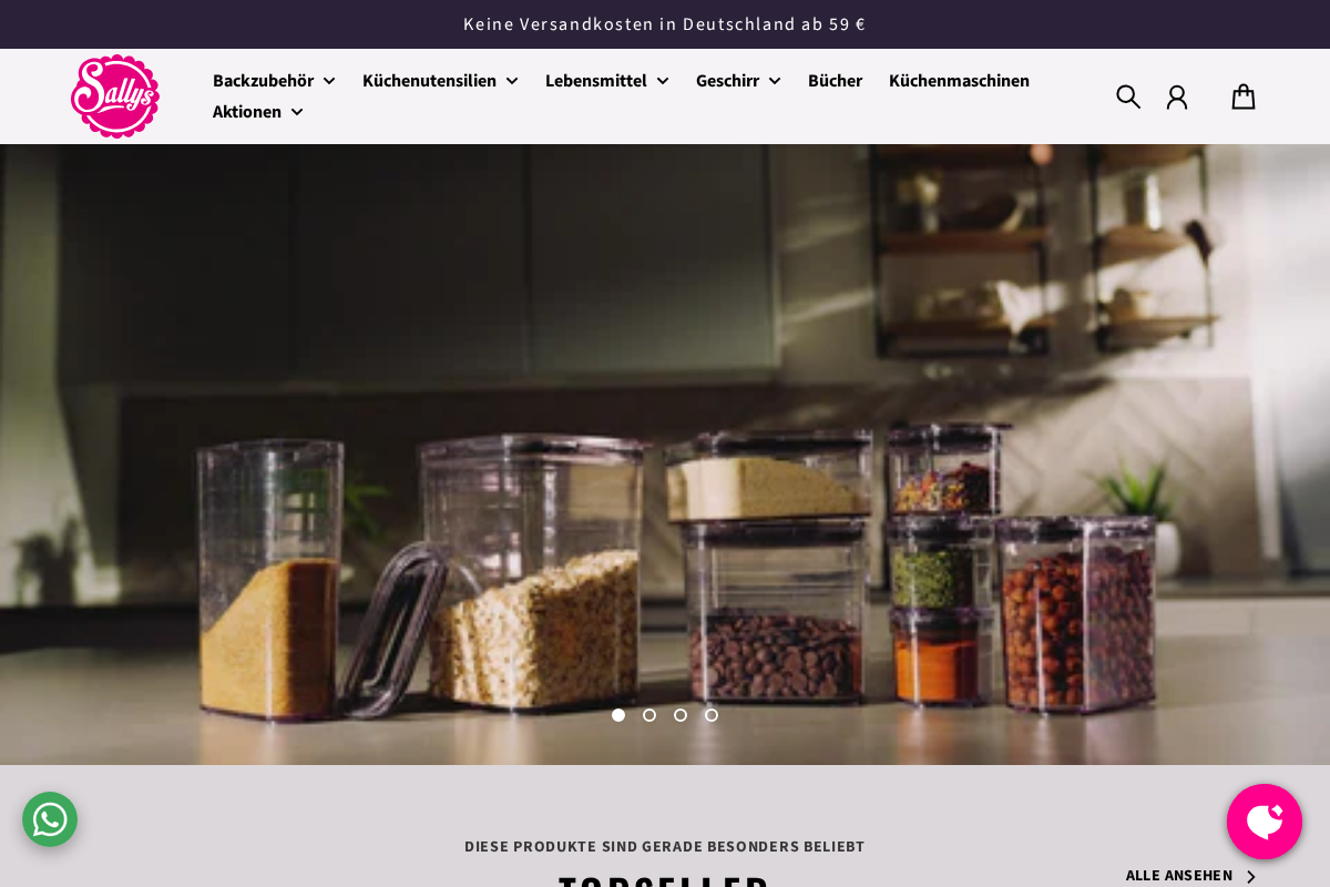 Sallys Shop homepage screenshot