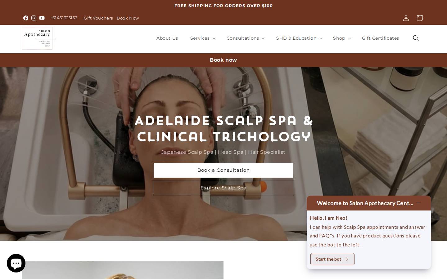 salonapothecary.com.au homepage screenshot