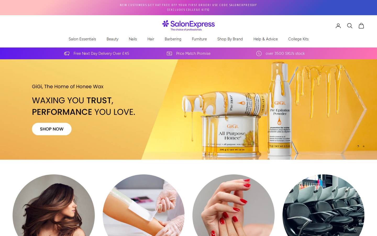 Salon Express homepage screenshot
