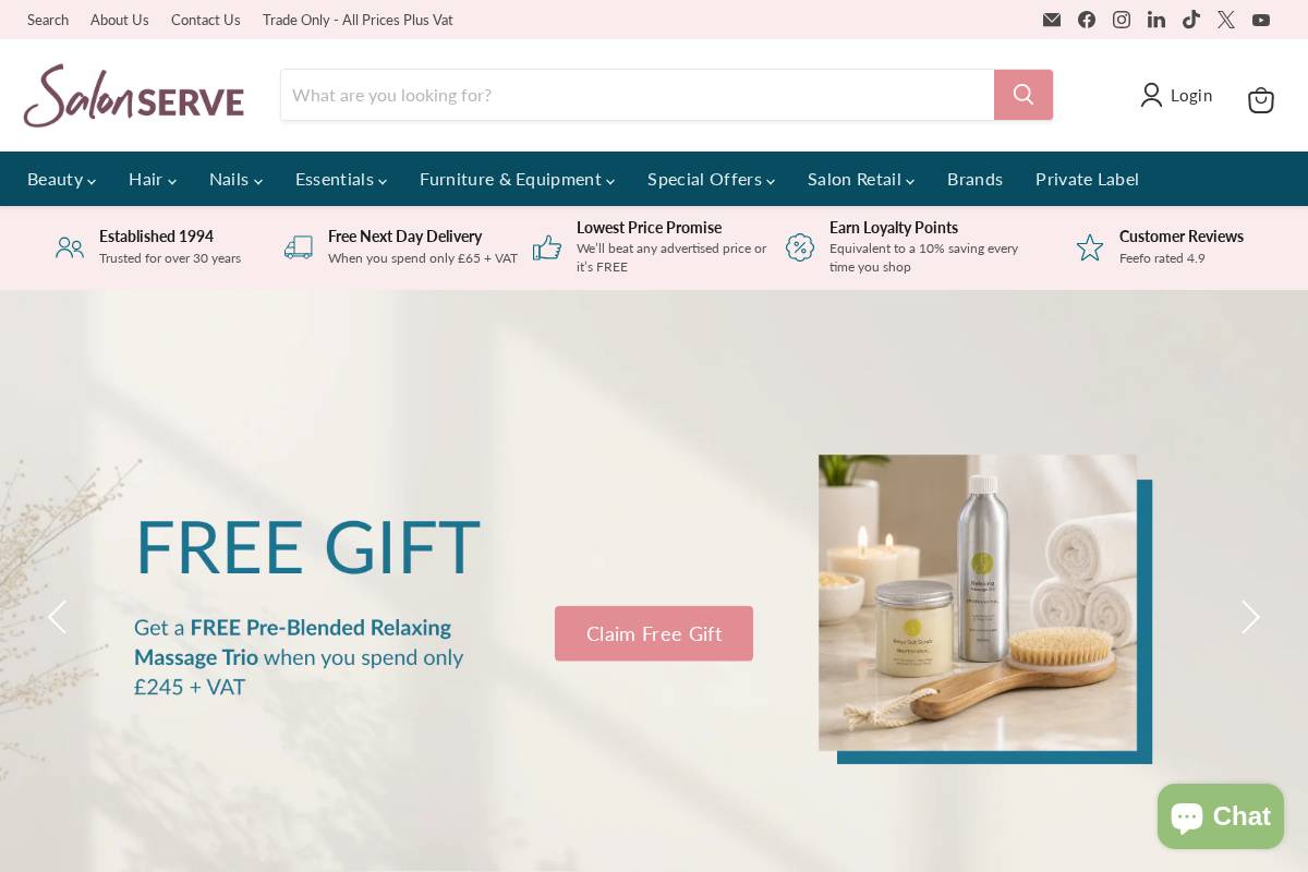 salonserve.com homepage screenshot