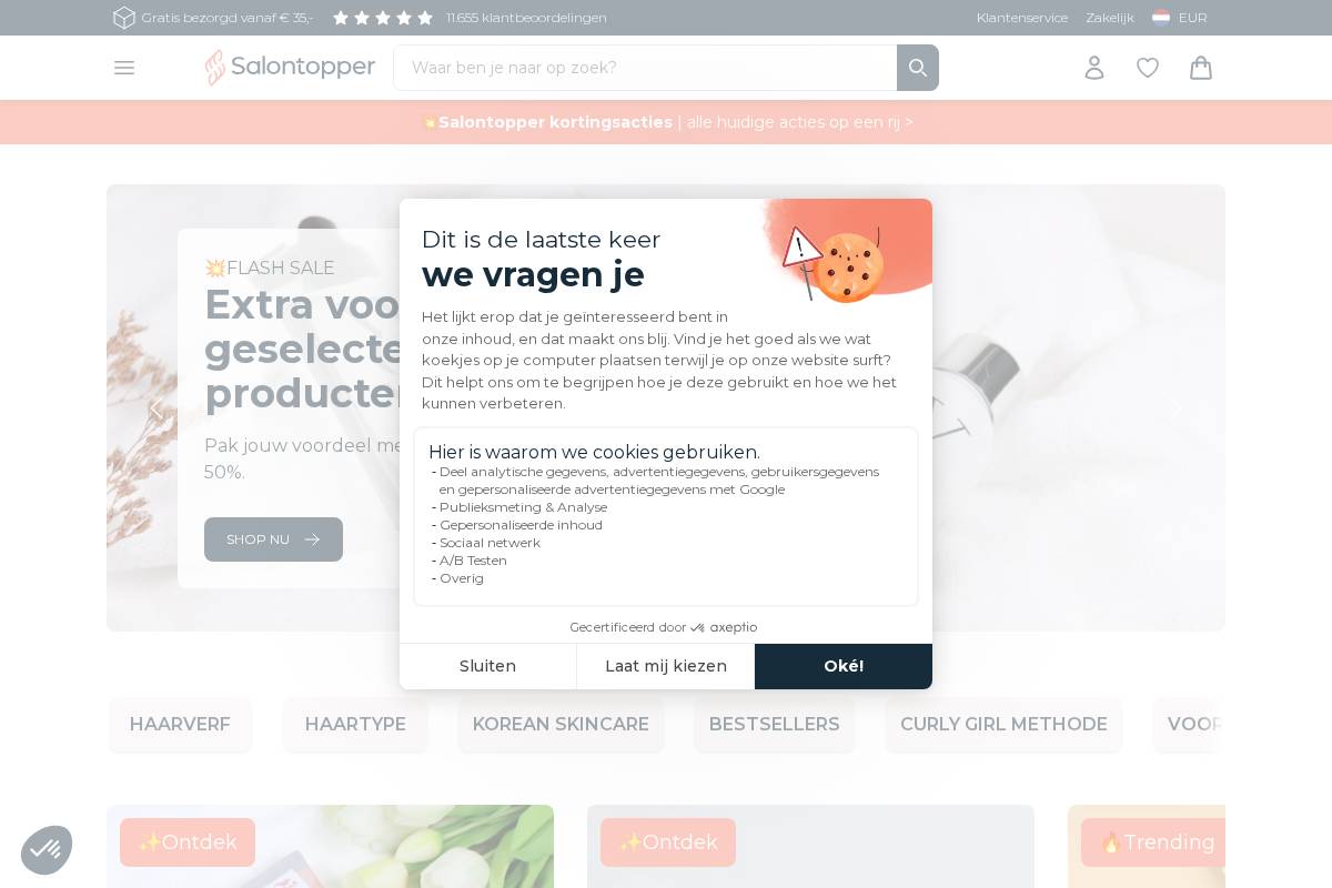 Salontopper homepage screenshot